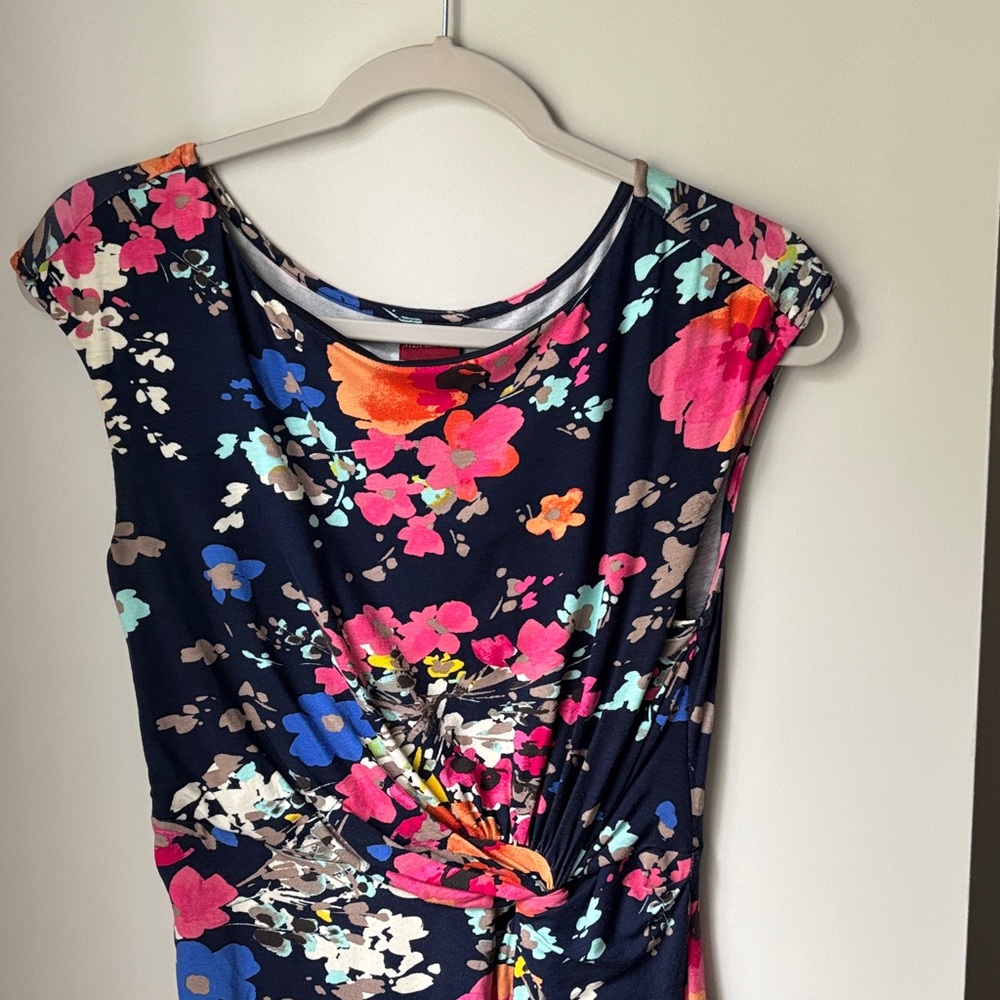Vibrant Floral Dress - Navy, Pink, Blue